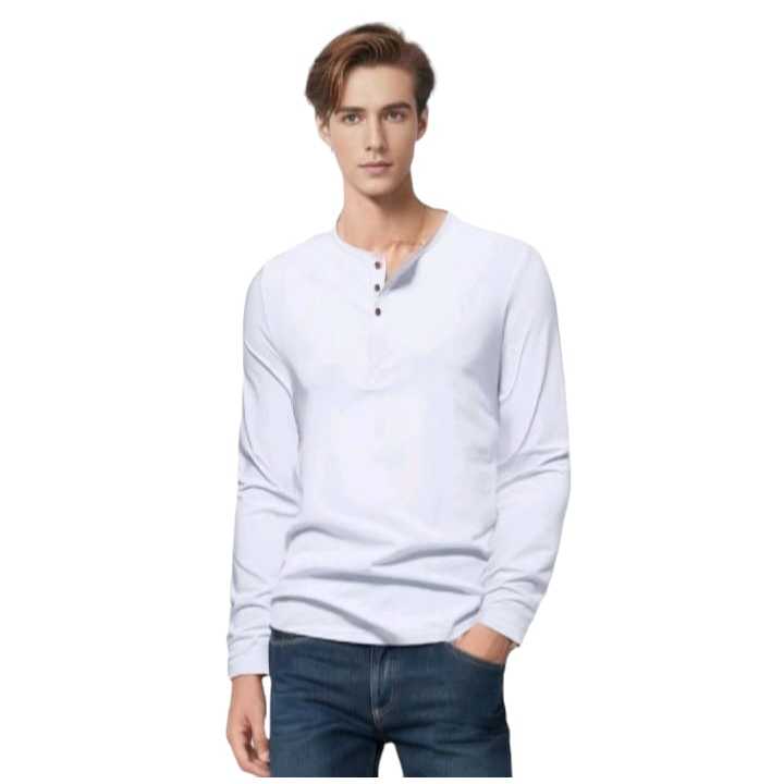 Tampilan pria keren dengan kaos kancing Lengan panjang | kaos henley | kaos Distro | kaos kancing lo