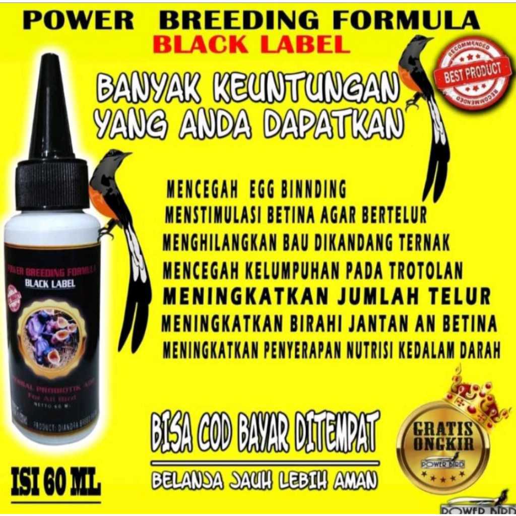 Black Label Power Breeding Formula Herbal probiotik untuk ternak burung murai batu