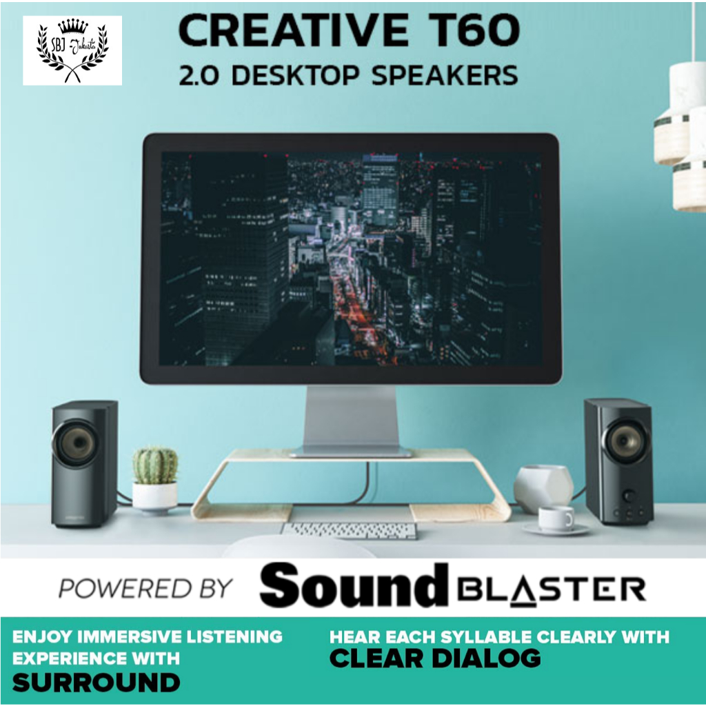 Creative T60 Hi-Fi Desktop Speaker Soundblaster Clear Dialog Surround Portable Hi-Fi Bluetooth Speak
