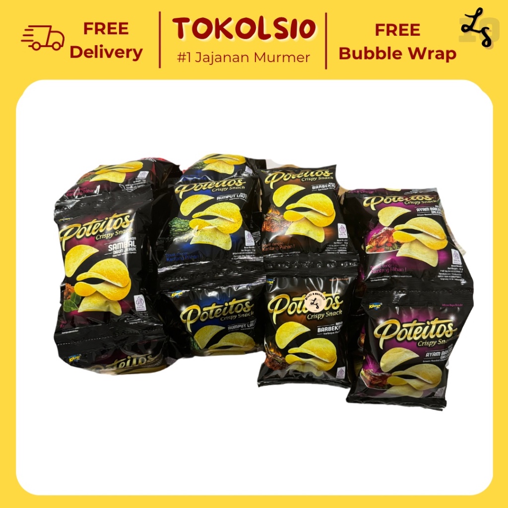 

Poteitos Crispy Snack Keripik Kentang 1 Renceng Isi 10 pcs @12gr
