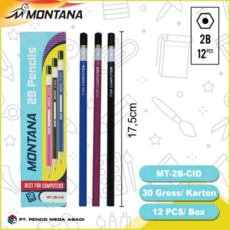 

Pensil 2B Montana per pack isi 12 pcs / Montana pensil 2B MT-2B-CID / pensil kayu 2B