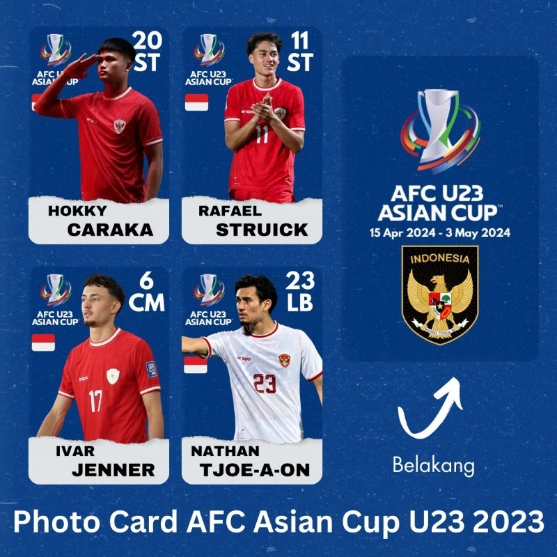 Photocard Timnas Indonesia AFC Asian Cup U23 2024, kartu timnas indonesia