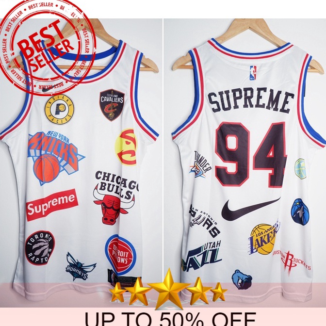 KODE Y7P3 BAJU JERSEY BASKET NBA SPECIAL SUPREME x NIKE x NBA PUTIH 221 BISA CUSTOM GANTI NAMA DAN N