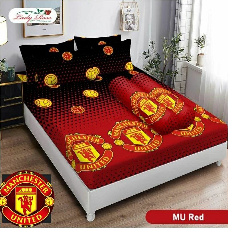 Sprei Lady rose 180x200/No.1(King)motif Mu red/setan merah/red devils/sprei bola/Sprei Mu/Liga inggr