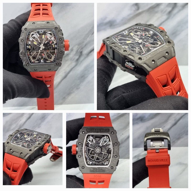 RM35-03 AUTOMATIC BLACK CARBON ON RED STRAP SWISS 1:1 FULLSET