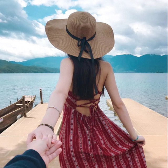 RB Topi Pantai Lebar Bahan Raffia PremiumTopi Wanita Korea / Topi Pantai Lebar / Topi Pantai Wanita