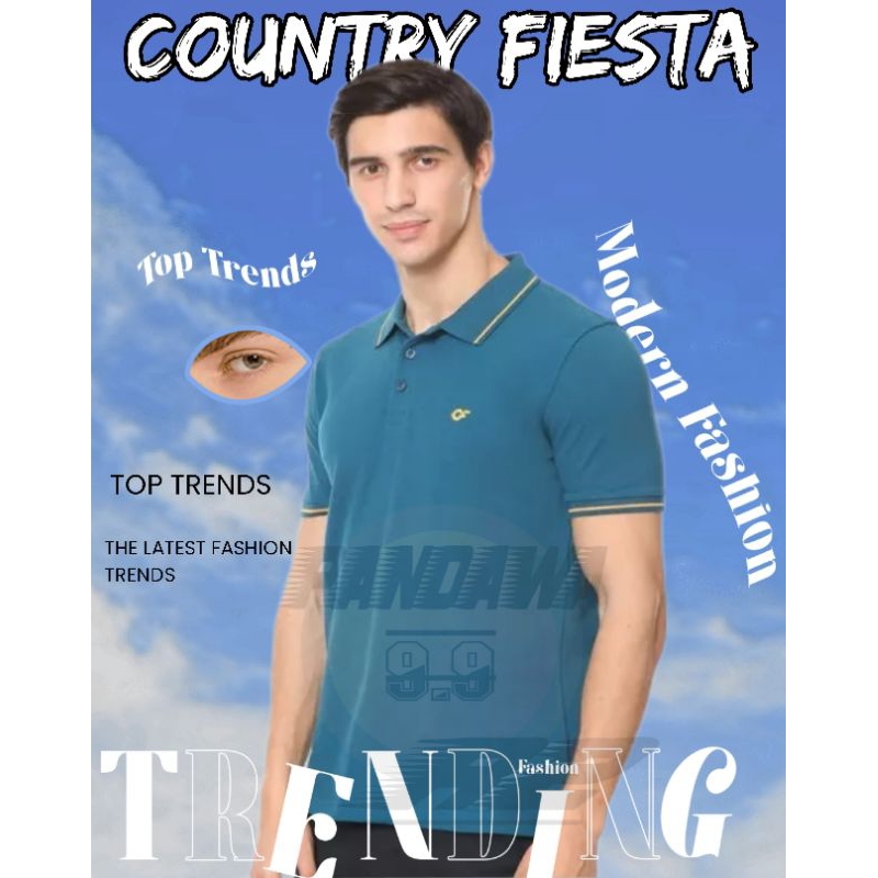 [ORIGINAL]>Baju Kaos pria Polo. CF.Coutry Fiesta. Lisht garis.