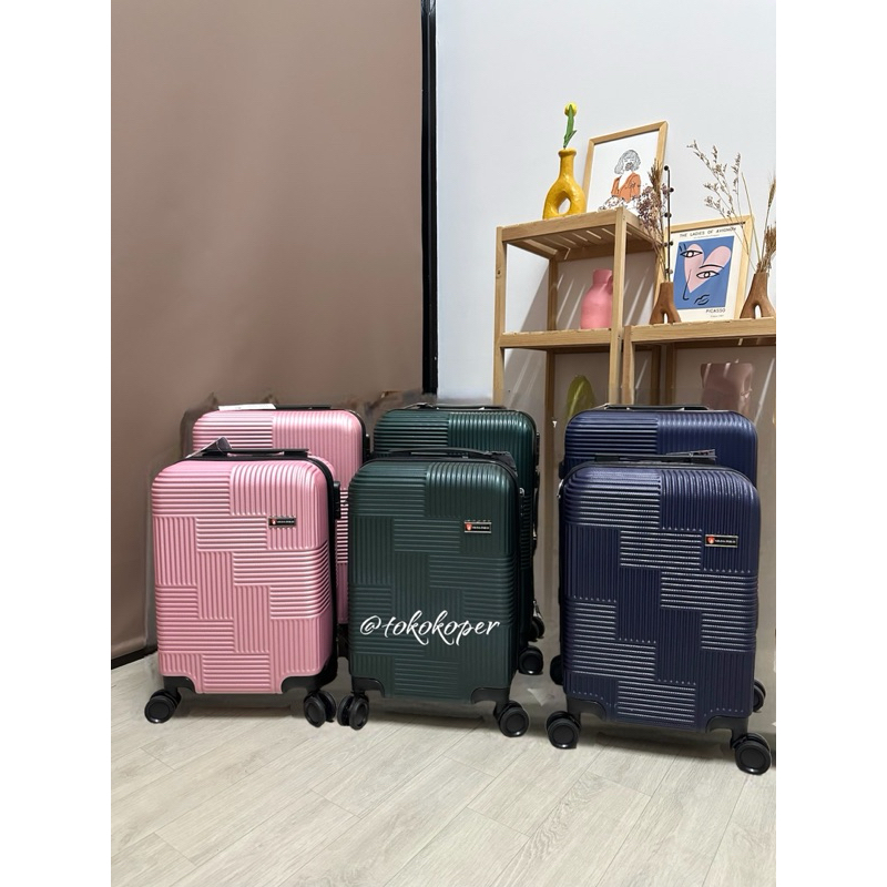 KOPER SWISS POLO 22 INCH BAHAN ABS 100% RODA DOUBLE KUNCI KOMBINASI 3 ANGKA RODA BERPUTAR 360 DERAJA