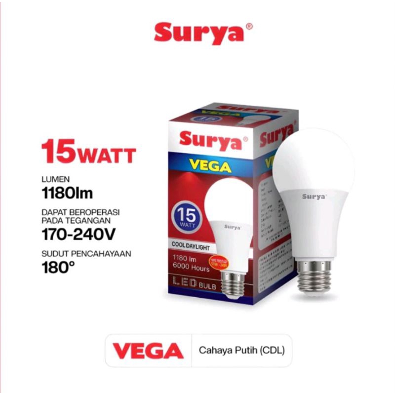 Lampu Surya Vega 15W Putih, Surya Vega II 18W Putih