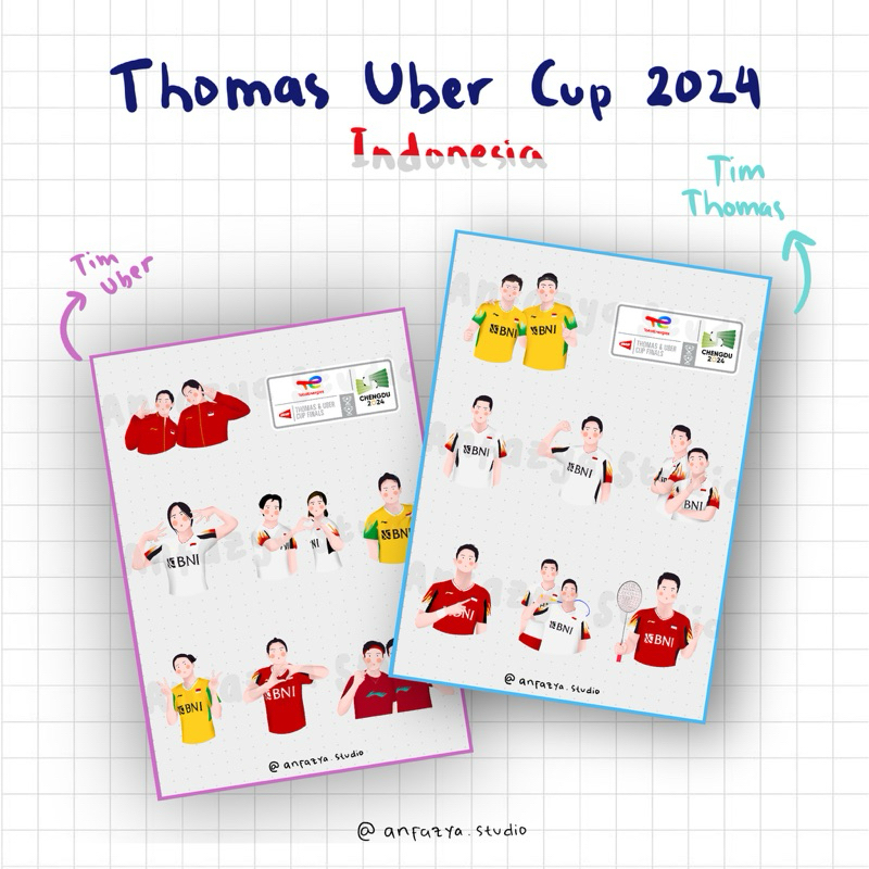 

Stiker Stickersheet Thomas Uber Cup 2024 Indonesia - Anfazya Studio