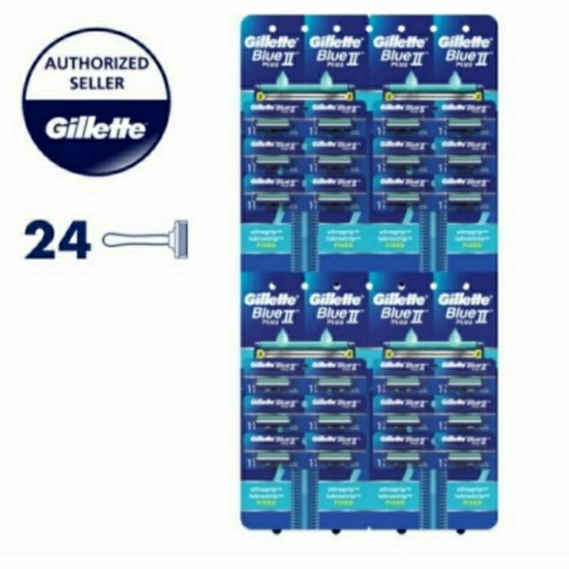 24 Pcs Gillette Blue 2 Plus Alat Cukur Rambut Dan Jenggot