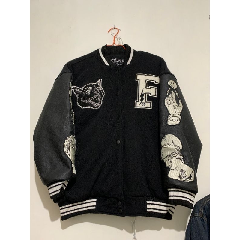 FLICWORLD - Boston Varsity Jacket Black