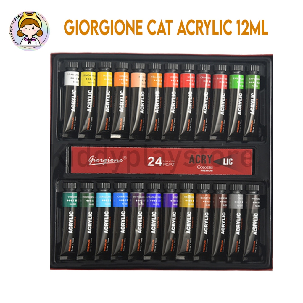 

Giorgione Watercolor Acrylic Paint Set Paket Cat Air 12/24 Warna 12ml/botol Akrilik