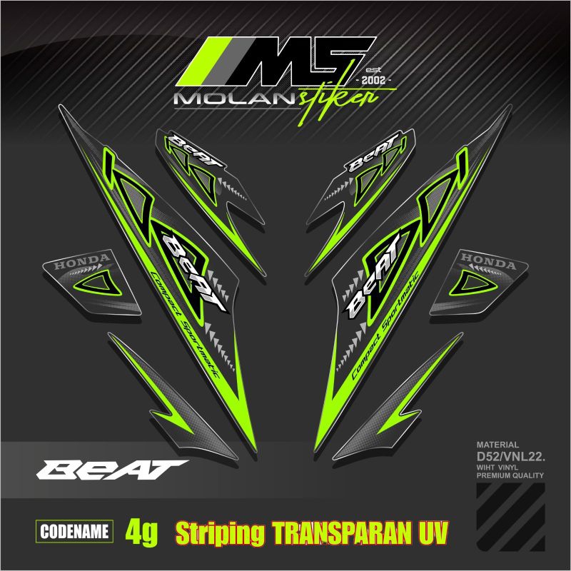Decal Sticker Striping Variasi Transparan Uv Beat Karbu Motif Ori 2012/2013 Beat Carburator Transpar