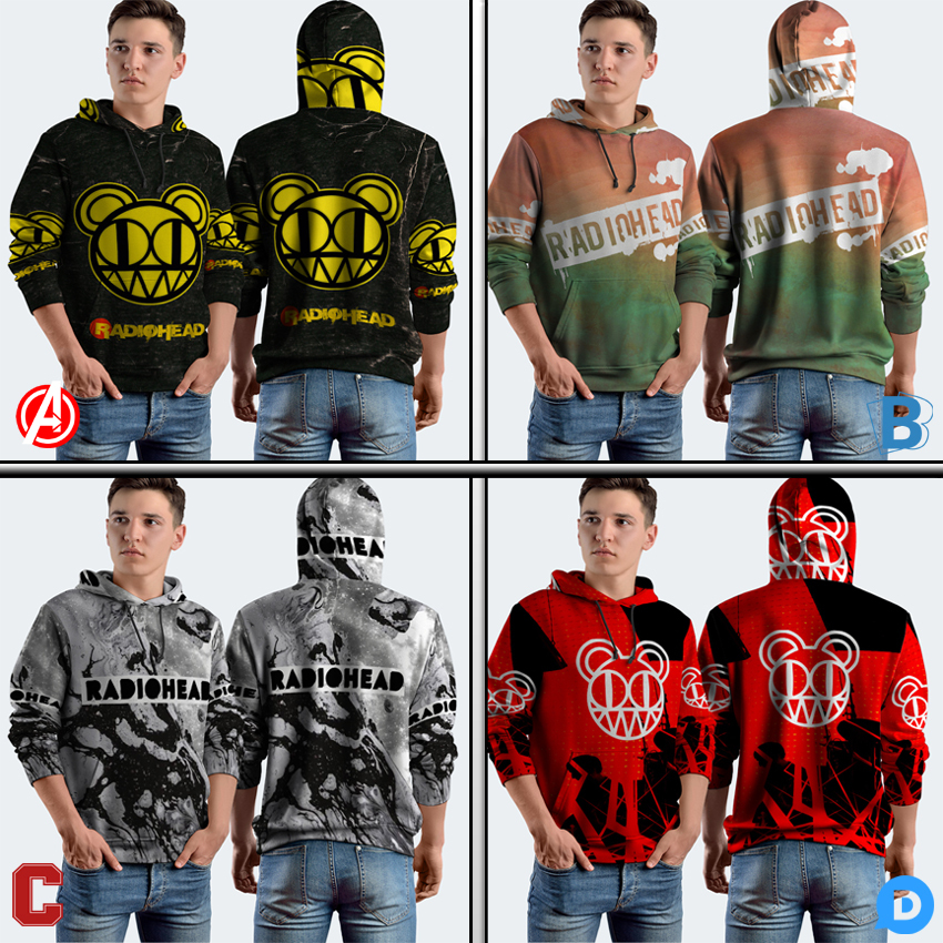Jumper Hoodie Radiohead Band Hoodie Pullover Fullprint Bahan Polyester Jersey