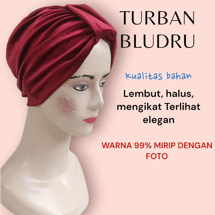 Turban Bludru Instan Turban Dewasa Simple Bahan Mengkilat Dan Licin Turban Beludru Mewah