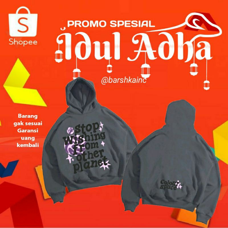 SWEATER HOODIE BOXY OVERSIZE STOP WISHING • COLOURSPACE • HOODIE OVERSIZE PRIA WANITA