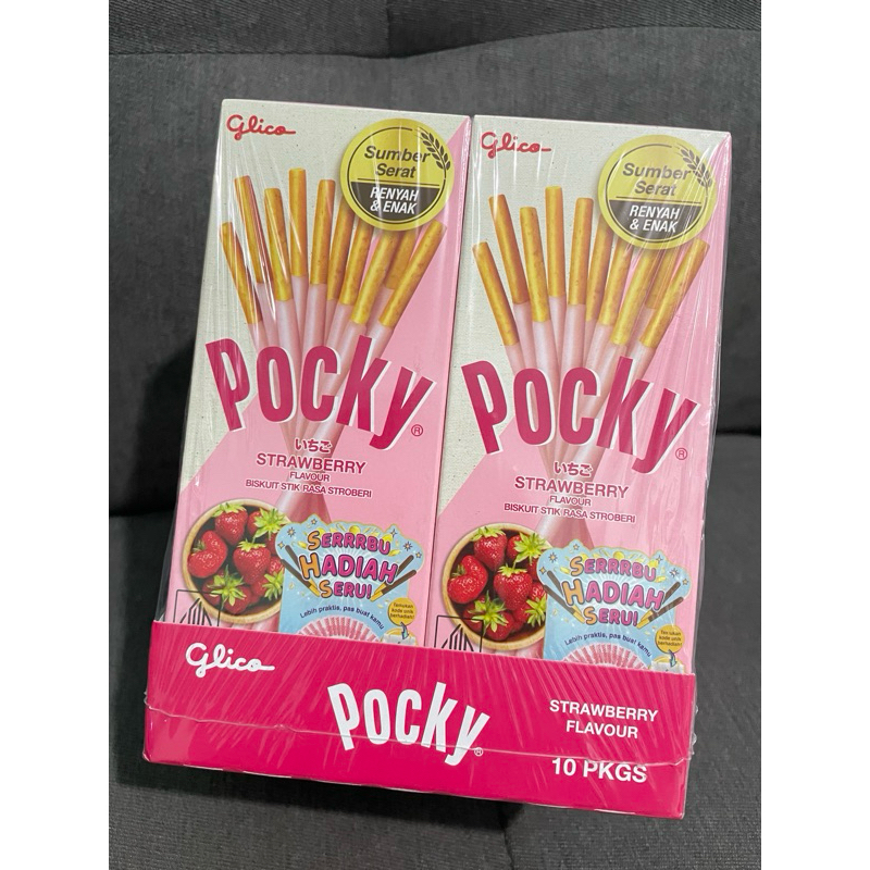 

siharihari - Glico Pocky Strawberry - Biskuit Stik Cokelat Rasa Strawberry Netto 21gr