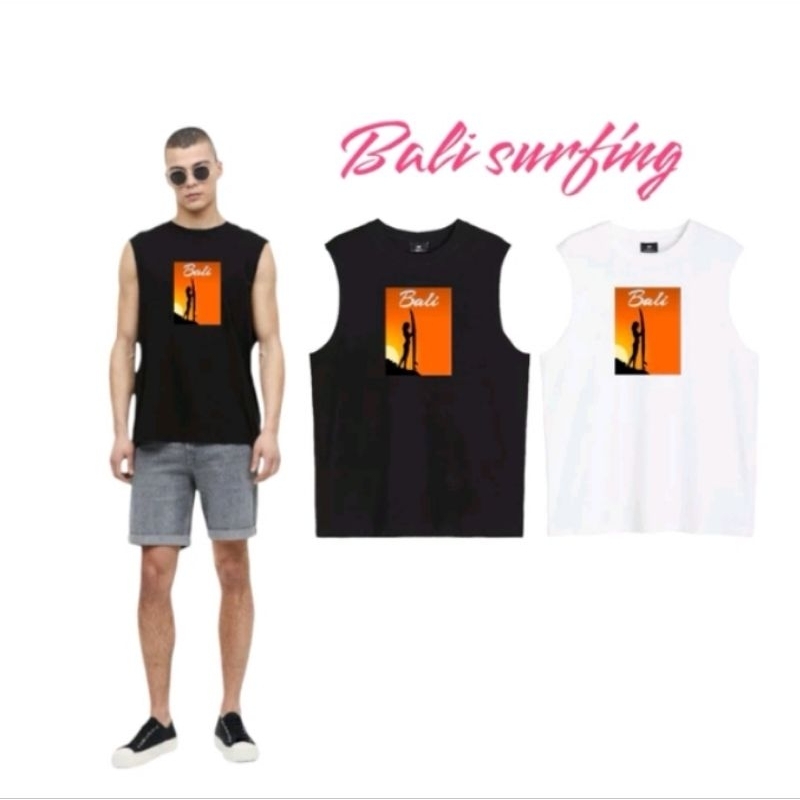GRATIS ONGKIR KAOS VEST TOP PRIA SURFING BALI / BARONG HnM / REGULER FIT / KAOS LEKBONG MOITF / KAOS