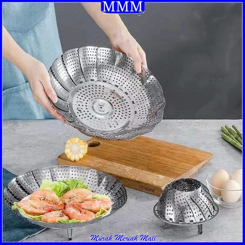 MMM Alas Tatakan Kukusan Bentuk Bunga Fleksibel Steamer Stainless Multifunctional Retractable Penguk
