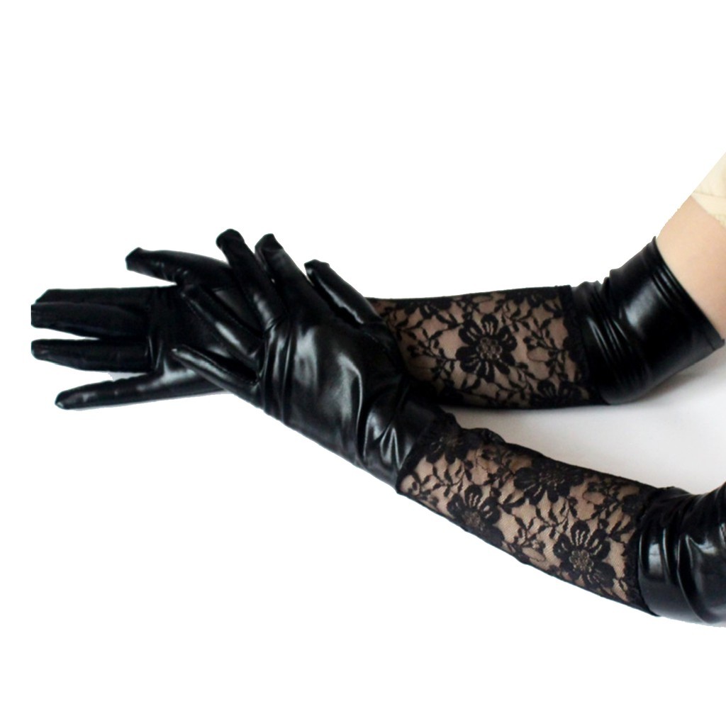 HG-30 LATEX MIX RENDA sarung tangan panjang latex mix renda sexy long gloves leather lace aksesoris 