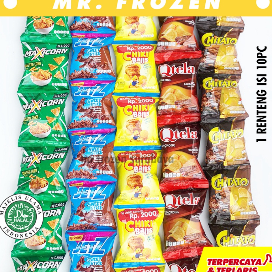 

Stock baru SNACK RENCENG SIMBA NABATI ROOLS CHITATO CHIKI BALLS POTABEE TARO JETZ SMAX REGAL MISTER RENCENG ISI 1