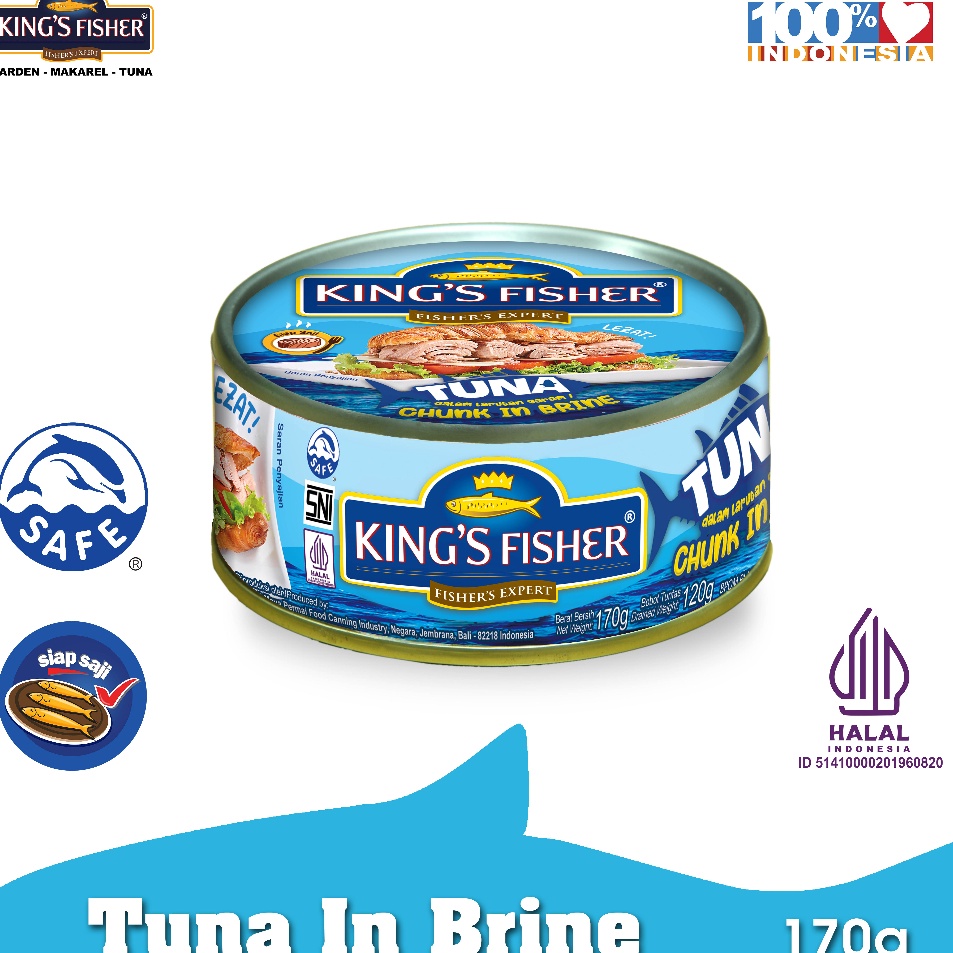 

Untung maksimal Kings Fisher Tuna dalam Air Garam Tuna in Brine Daging Tuna Makanan Kaleng 17 gr