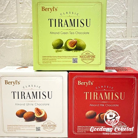 

Cuma disini Beryls Beryls Coklat Cokelat Malaysia Classic Tiramisu Almond Green Tea Milk White Chocolate 65g