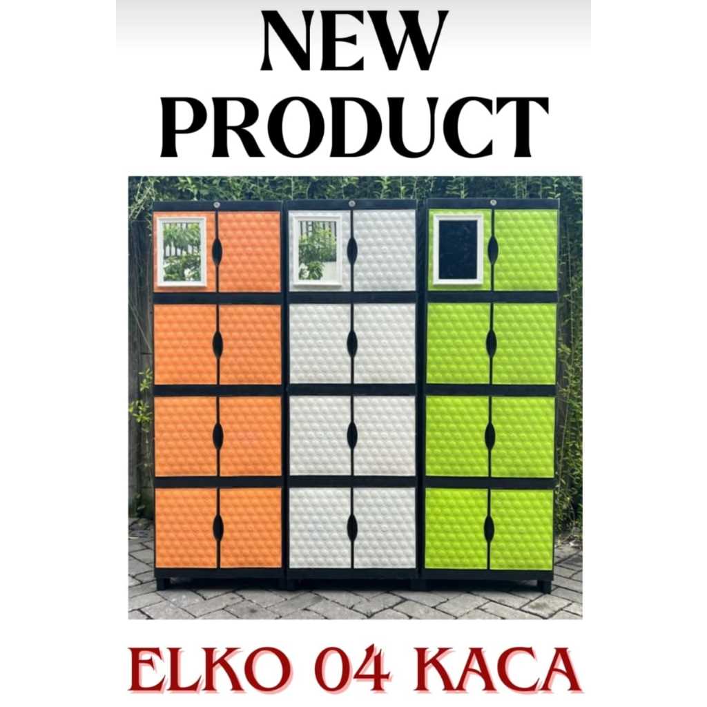 Lemari PLastik ELKO MINI Susun 4 + KACA