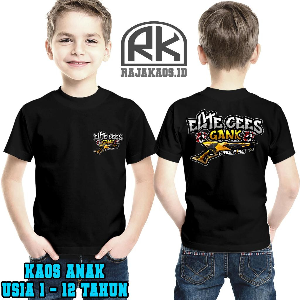 RajaKaos.ID KAOS ANAK FF ELITE CEES GANK VERSI SG GOLDEN FF USIA 1-12 TAHUN - BAJU FF ANAK COWOK CEW