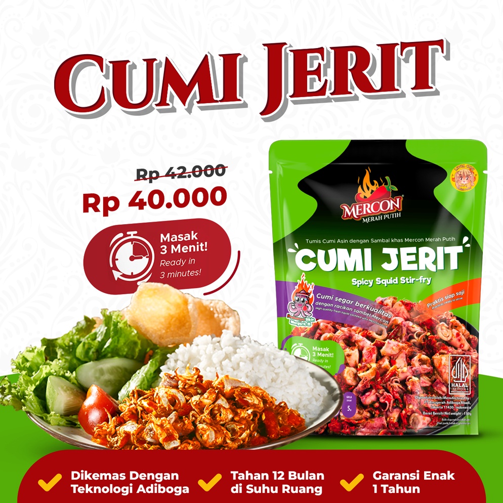 

Paling Bagus Special Edition Mercon Merah Putih Satuan Cumi Jerit Cumi Sambal Mercon