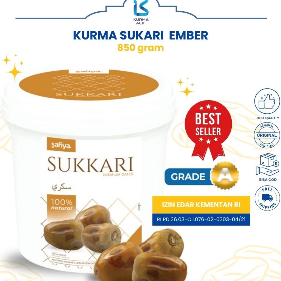 

Jaminan Kualitas Kurma Sukari Ember 85 gr Safiya Original