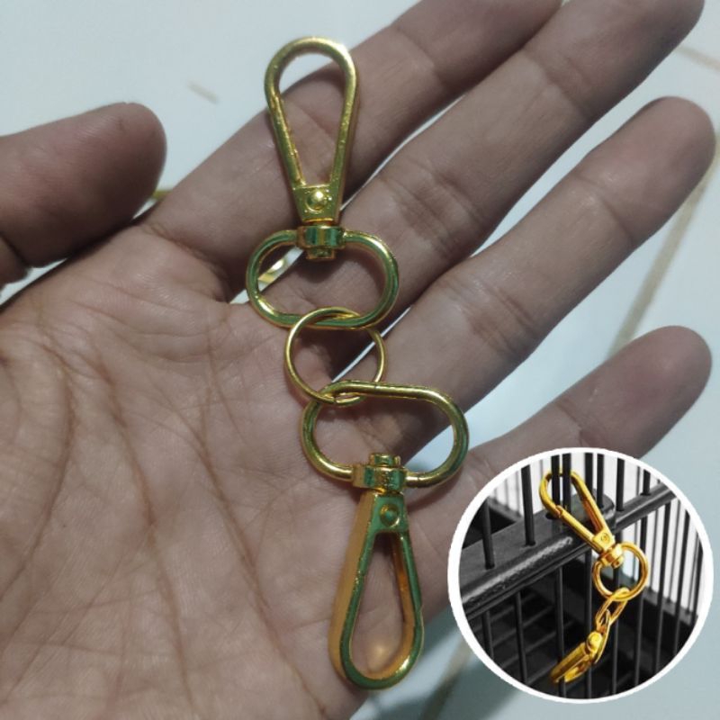 Rantai Kunci Bulat Full Gold Stainless Pengunci Sangkar Burung Murai Lovebird Kenari Kacer