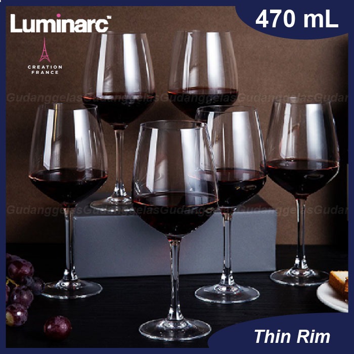 1 SET 6 PCS Luminarc Wine Glass/Luminarc Surloire Glass/Gelas Wine/Gelas Kaca Kaki Luminarc/Luminarc