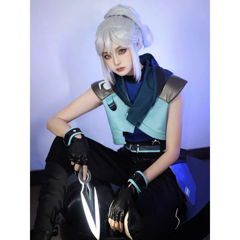 【Lolicos】Ready Jett Valorant Cosplay Costume Fullset Wig Anime Game Set Halloween Kostum Jett Valora