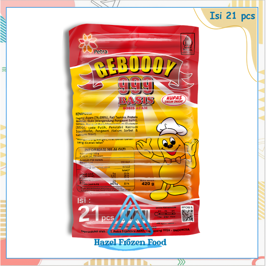

Geboooy Basis 999 Baso Sosis 420 g Putih Frozen Food Karawang