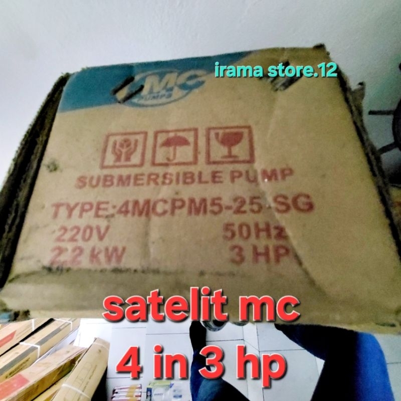 Pompa Air Satelit 4" Nasional Mcpump 3 HP Stenlis 1 Phase / Satelit 4 in