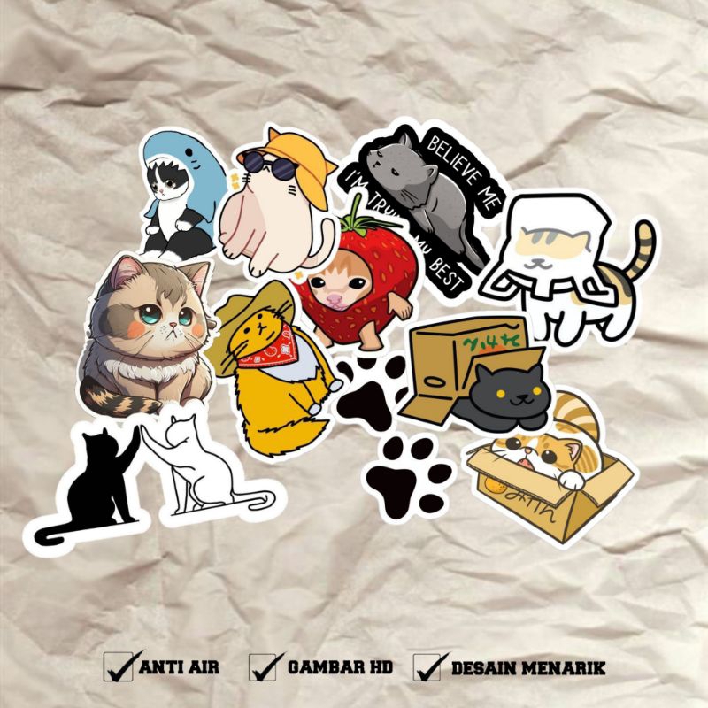 

STICKER PACK KUCING - Stiker aesthetic laptop, Aksesoris hp, Stiker helm, Anti air, Stiker tumbler,