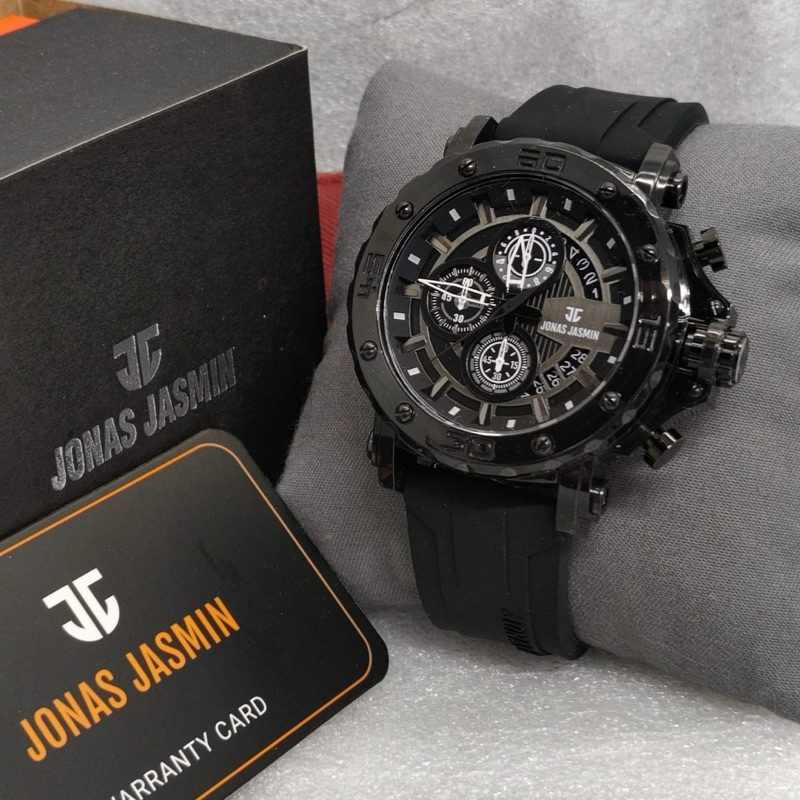 ( BISA COD ) Jam Tangan Pria JONAS JASMIN JJ-5335 5335 Transparan Original Rubber Tali Karet Chrono 