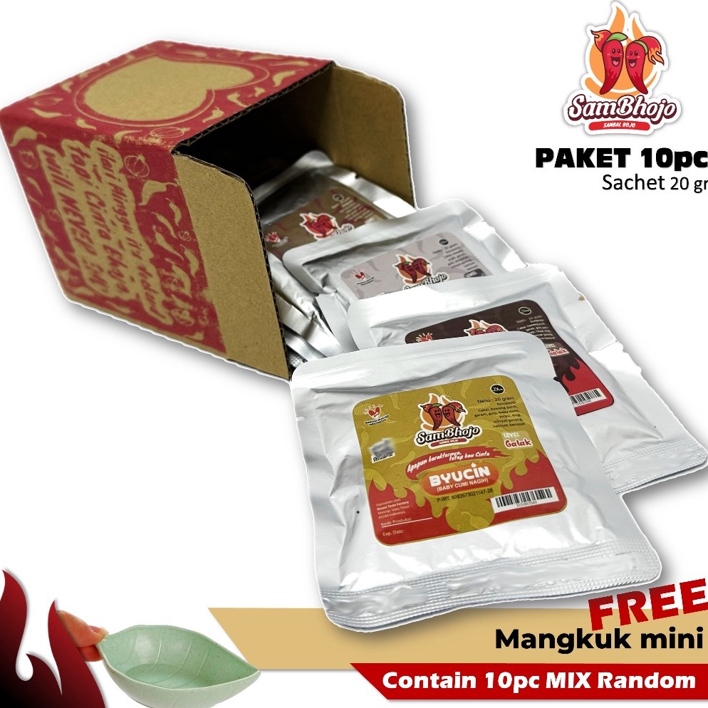

Ready Stock SamBhojo Paket 1pc Sambal Sachet Mix Varian Free Mangkuk