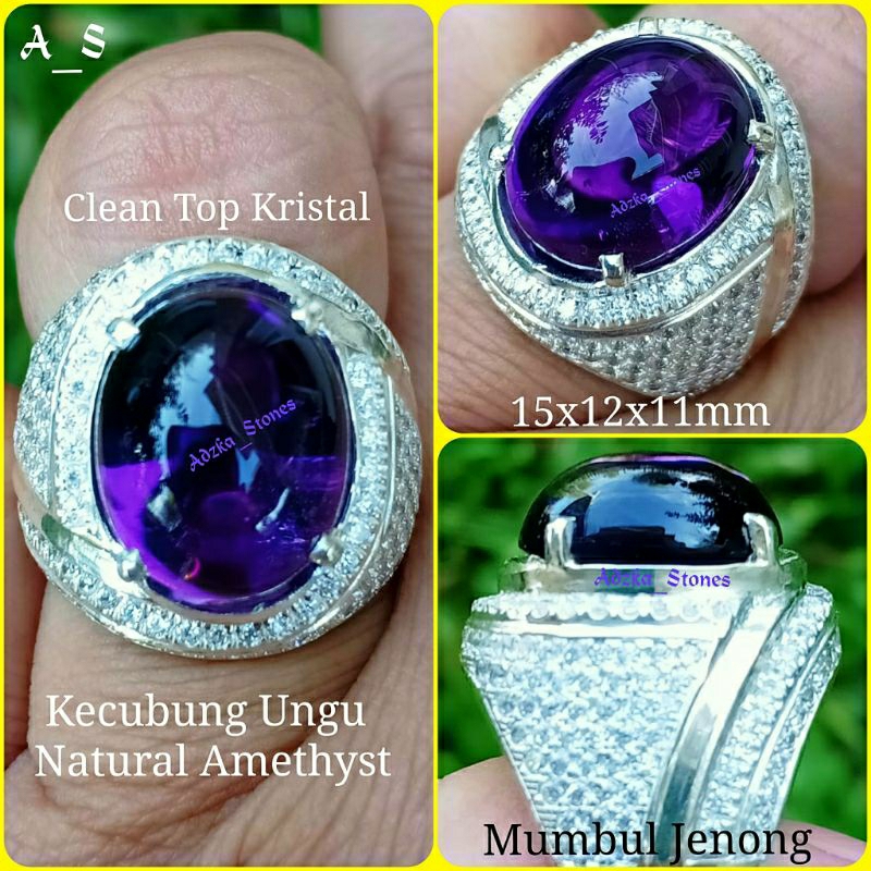 Kecubung Ungu Amethyst Ring Perak Mewah Super Clean