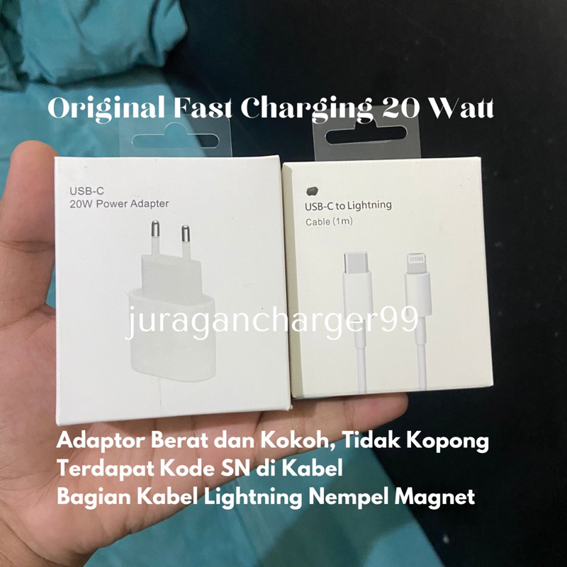 Charger 20 Watt Original Fast Charging Type C to Lightning | Adaptor Fast Charging 20 Watt | Kabel T