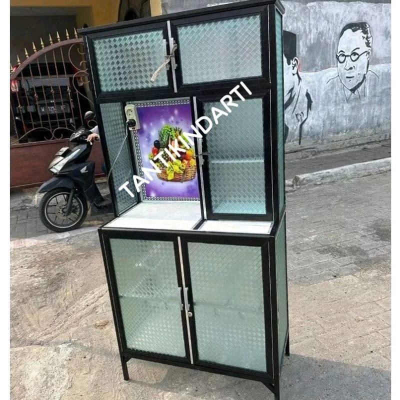 PO LEMARI PIRING 2 PINTU, ALUMUNIUM WARNA, HITAM, BISA CUSTOM TIANG WARNA LAIN