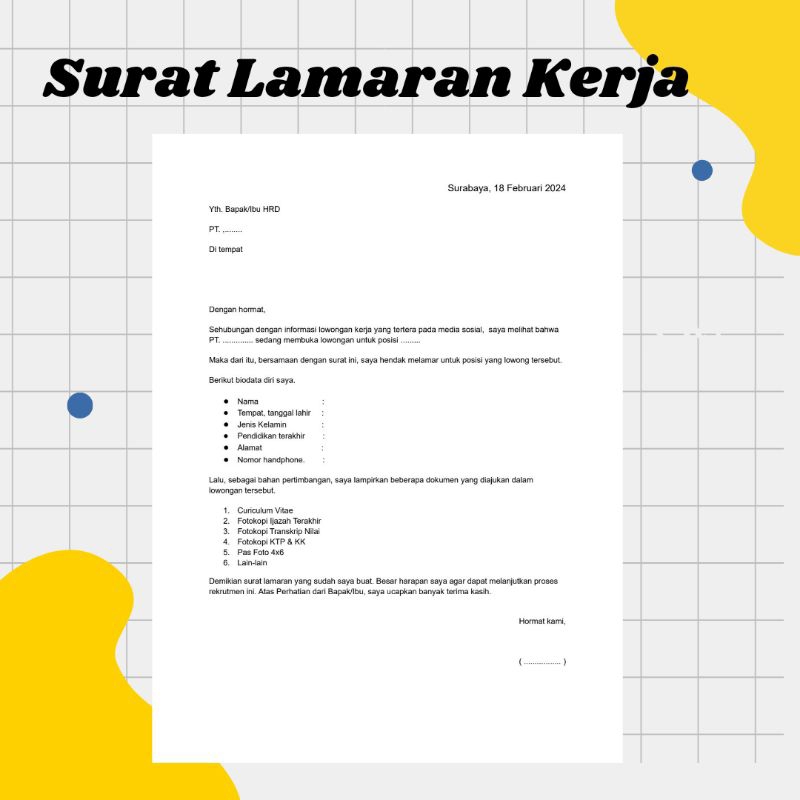 SURAT LAMARAN KERJA WORD kosongan Jasa ketik surat lamaran kerja dan CV bisa custom SKS skd