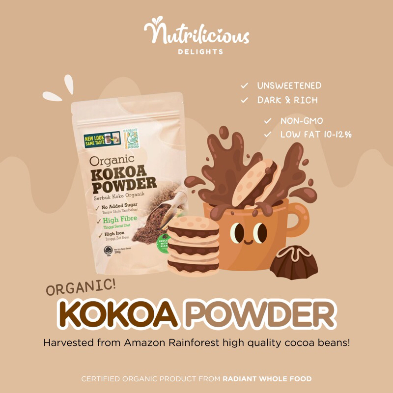 

Organic Kokoa Powder Radiant 200 Gram Bubuk Coklat Cocoa Organik