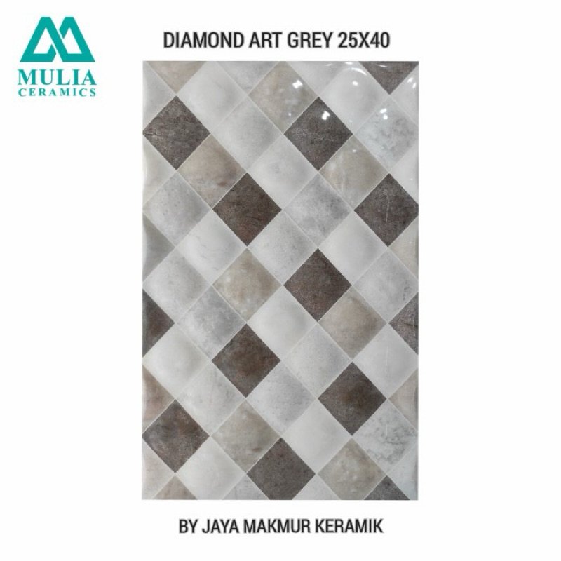 Keramik Dinding Kamar Mandi 25x40 Diamond Art Grey