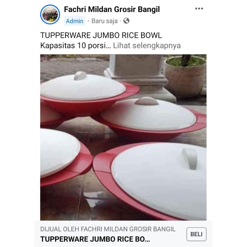 TUPPERWARE JUMBO RICE BOWL Kapasitas 10 porsi