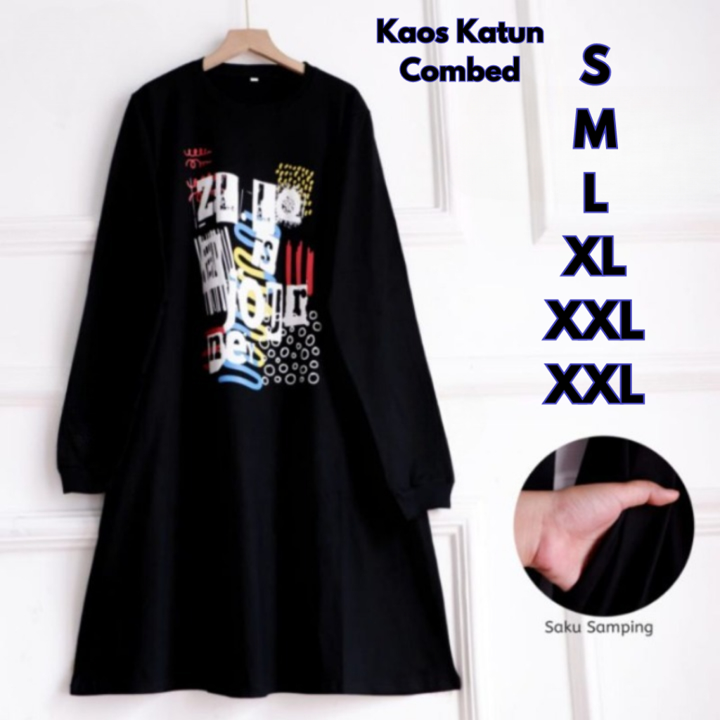 Baju Atasan Wanita Oversize Celinn Tunik BO S M L XL XXL XXXL Kaos Katun Combed Baju Tunik Kaos Leng