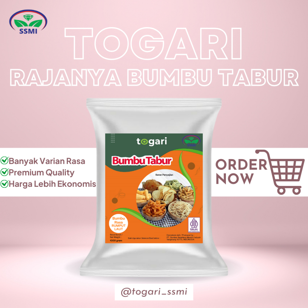 

TOGARI Bumbu Tabur Rasa Rumput Laut (SEAWEED) Grade B 1000 Gram (1 KG)