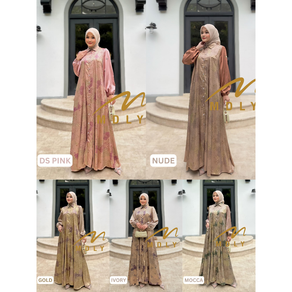 MDLY terbaru baju gamis wamita muslim Navisha Lux Dress By Mdly Original Terbaru